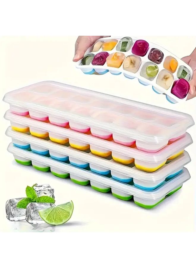 4pcs Random Color PP Ice Cube Trays With Lids Stackable 14 Grids Easy Release Food Safe - Image 2